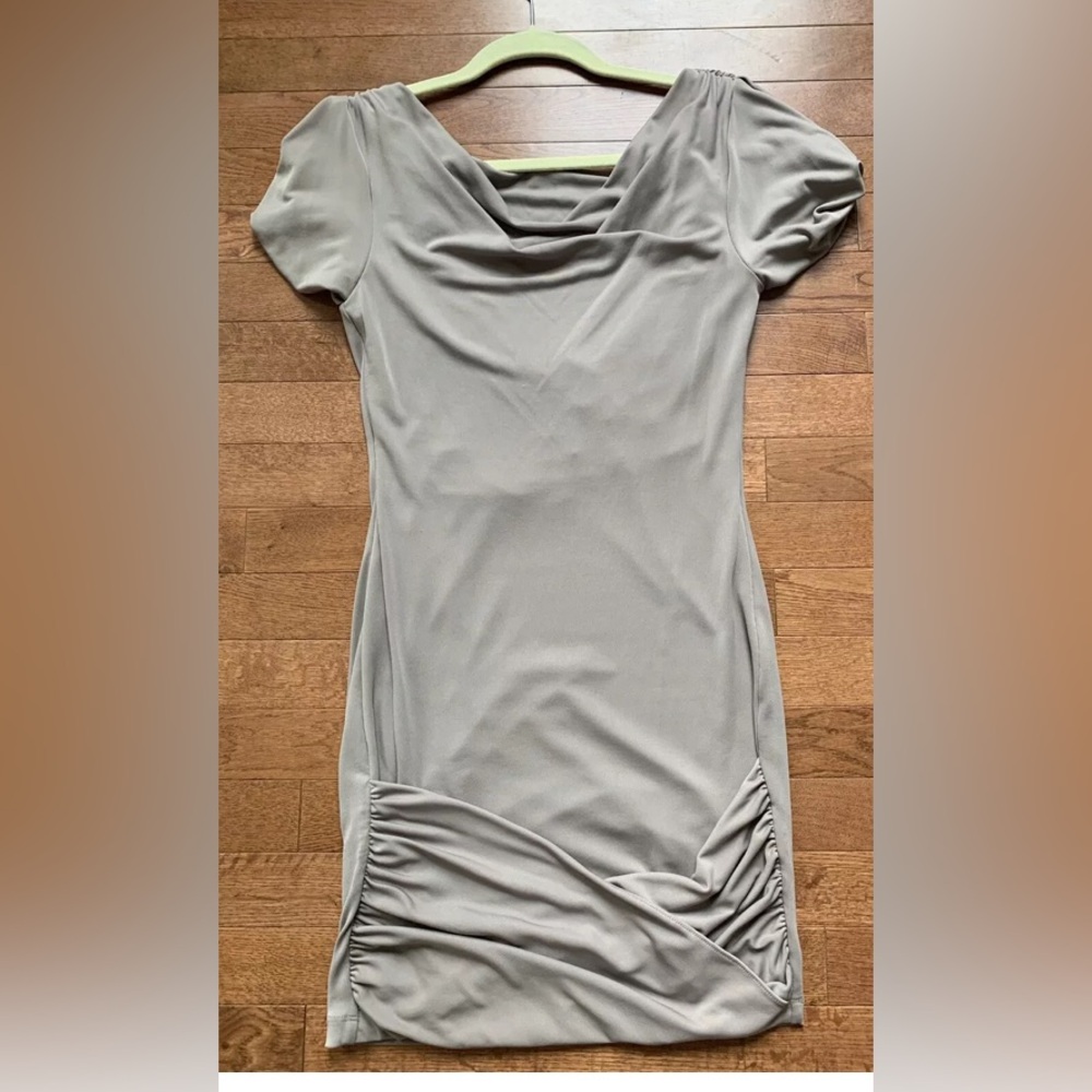 BCBGMAX AZRIA FLAVIA COWL TAUPE DRESS XS
